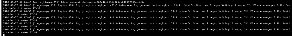 Token throughput metrics